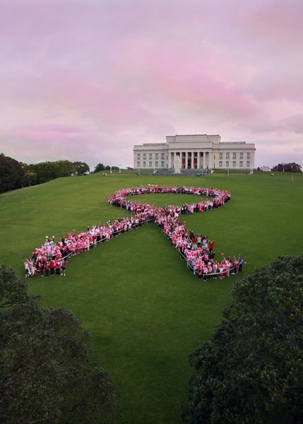 Canon New Zealand captured the �Big Pink Pic� with A List photographer Norrie Montgomery hoisted over 50 feet into the air to take the great shot